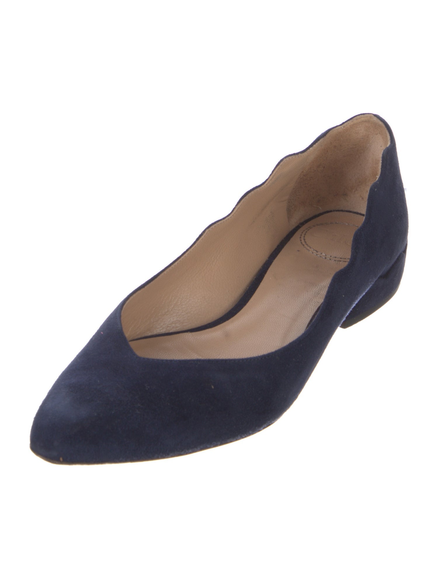 Chloé Suede Scalloped Accent Ballet Flats