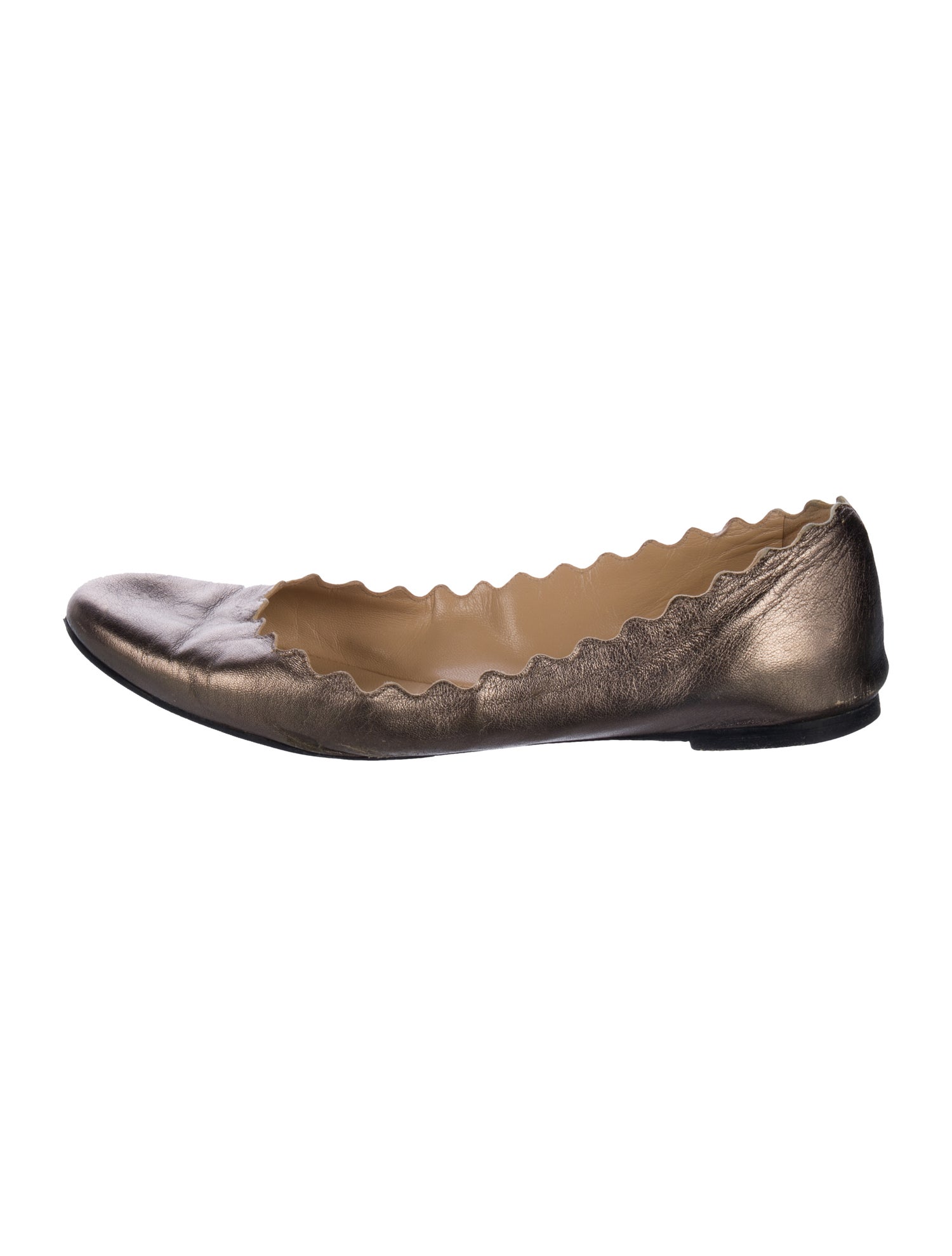 Chloé Leather Scalloped Accent Ballet Flats