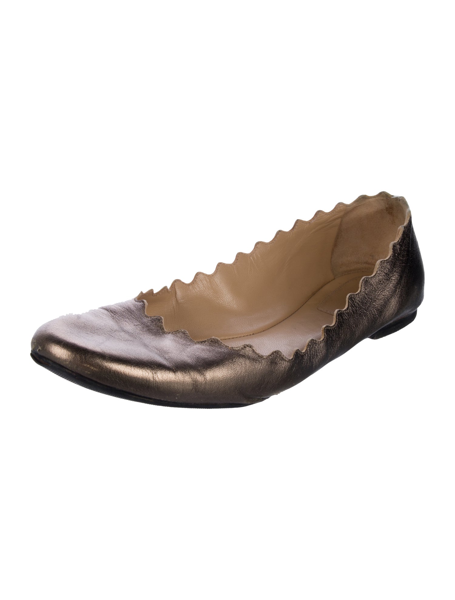 Chloé Leather Scalloped Accent Ballet Flats