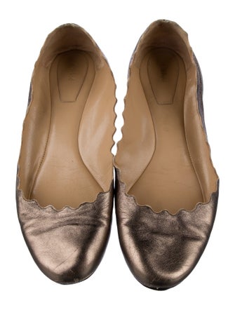 Chloé Leather Scalloped Accent Ballet Flats