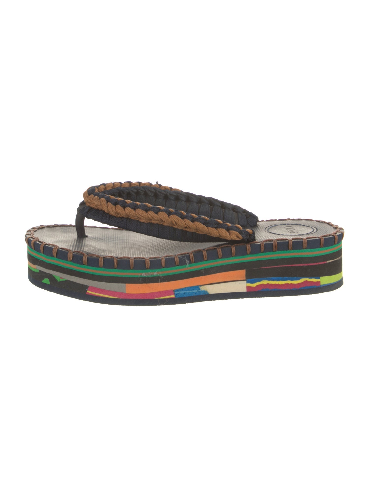 Chloé Printed Whipstitch Trim Flip Flops