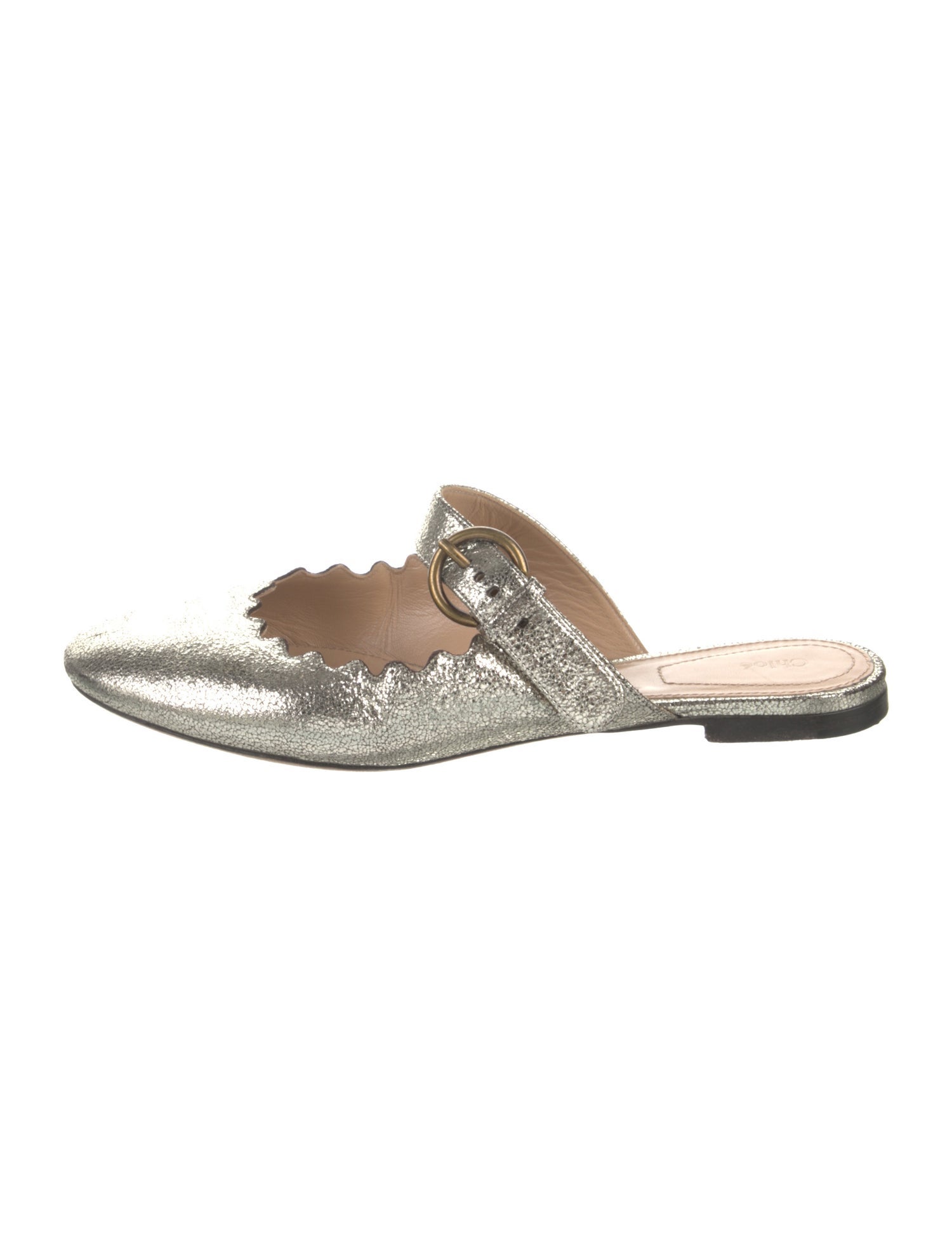 Chloé Leather Scalloped Accent Mary Jane Flats
