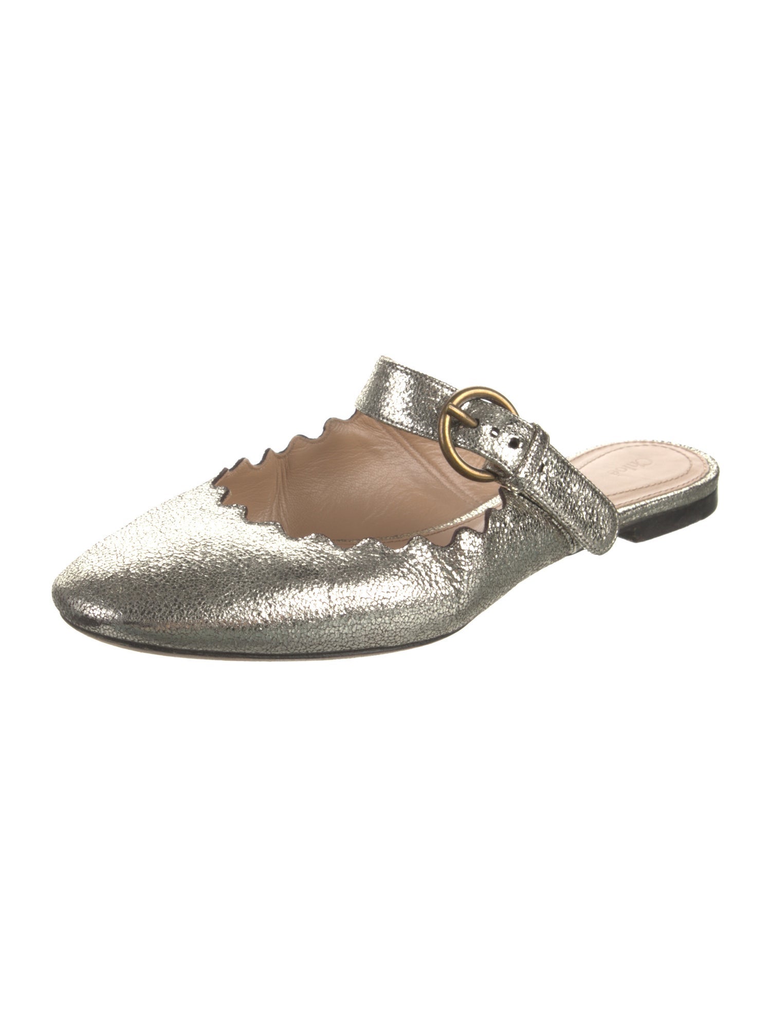 Chloé Leather Scalloped Accent Mary Jane Flats