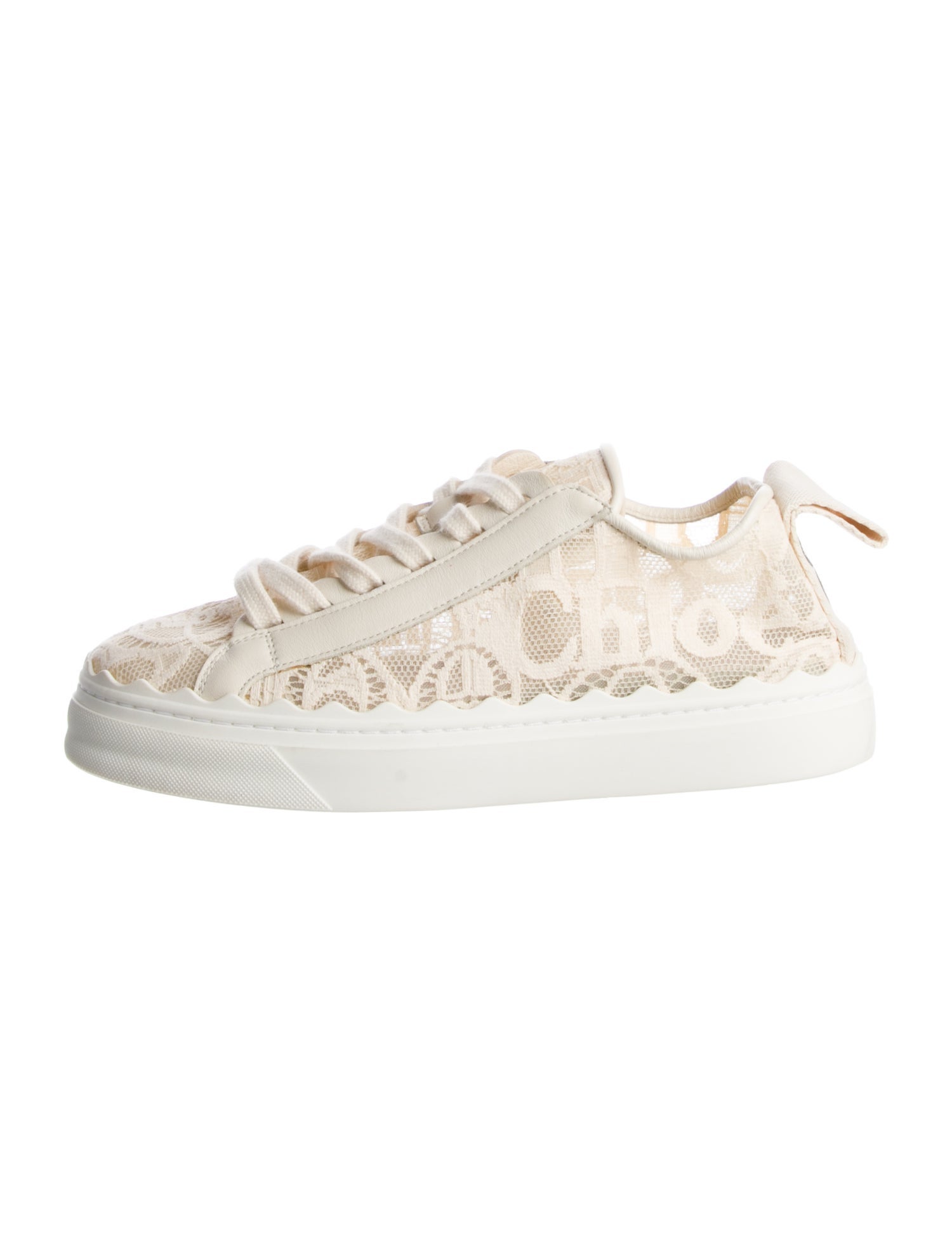 Chloé Lace Scalloped Accent Sneakers