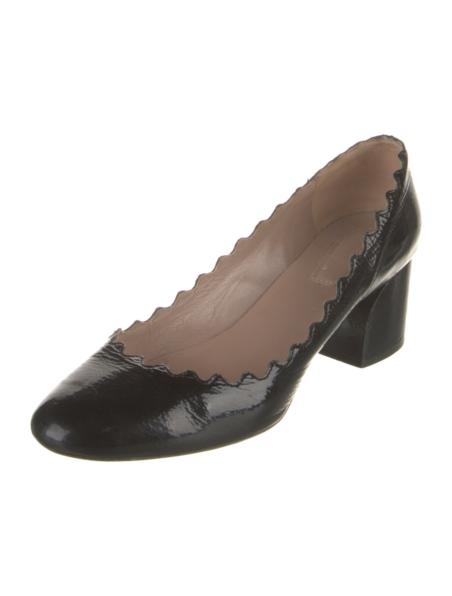 Chloé Patent Leather Scalloped Accent Pumps