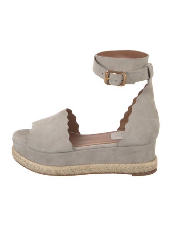 Chloé Suede Scalloped Accent Espadrilles