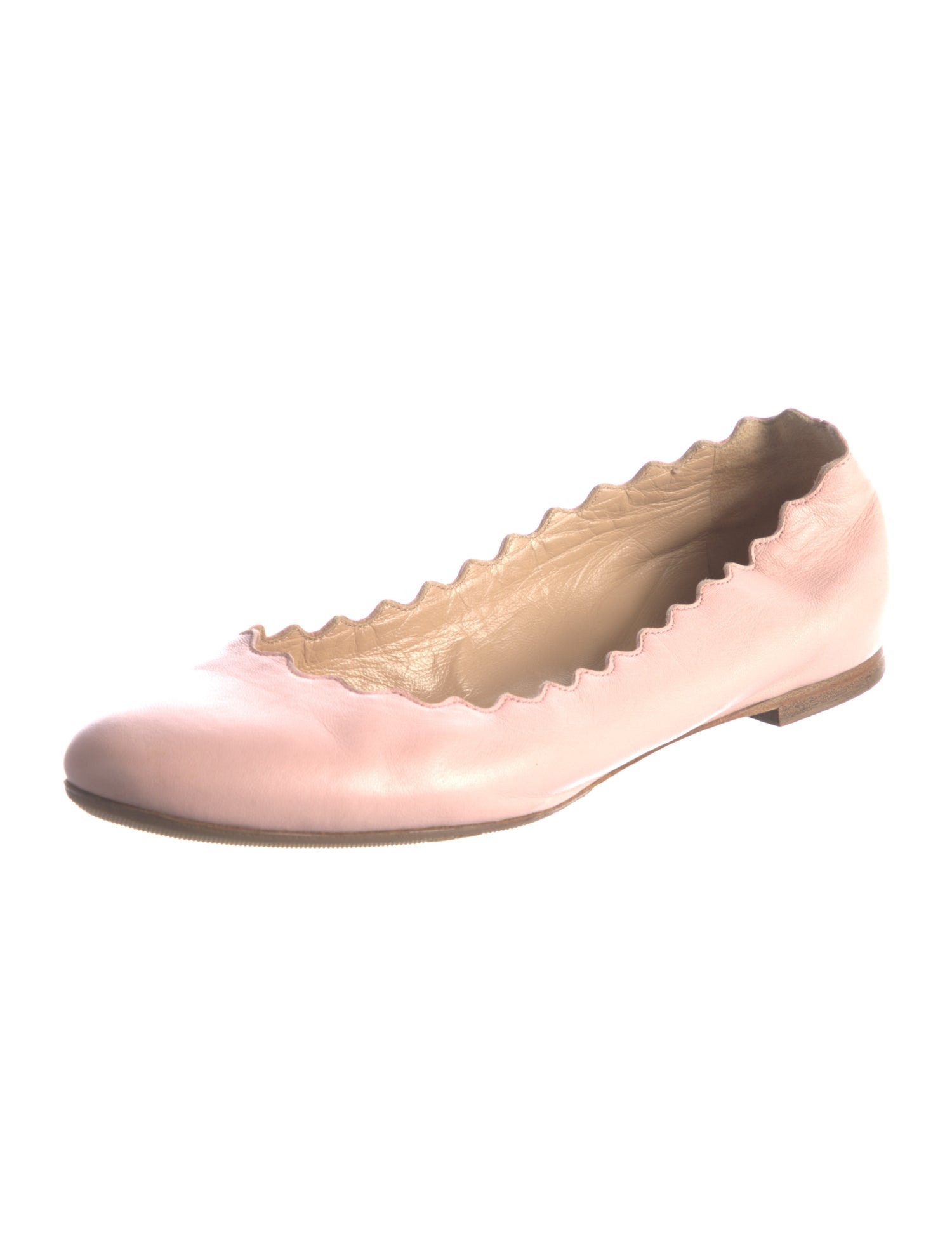 Chloé Leather Scalloped Accent Ballet Flats