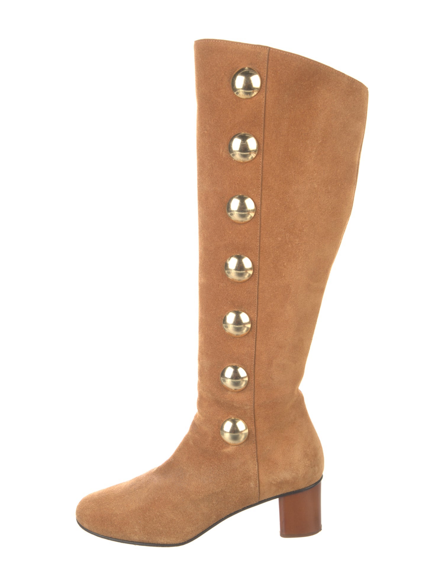 Chloé Suede Studded Accents Riding Boots