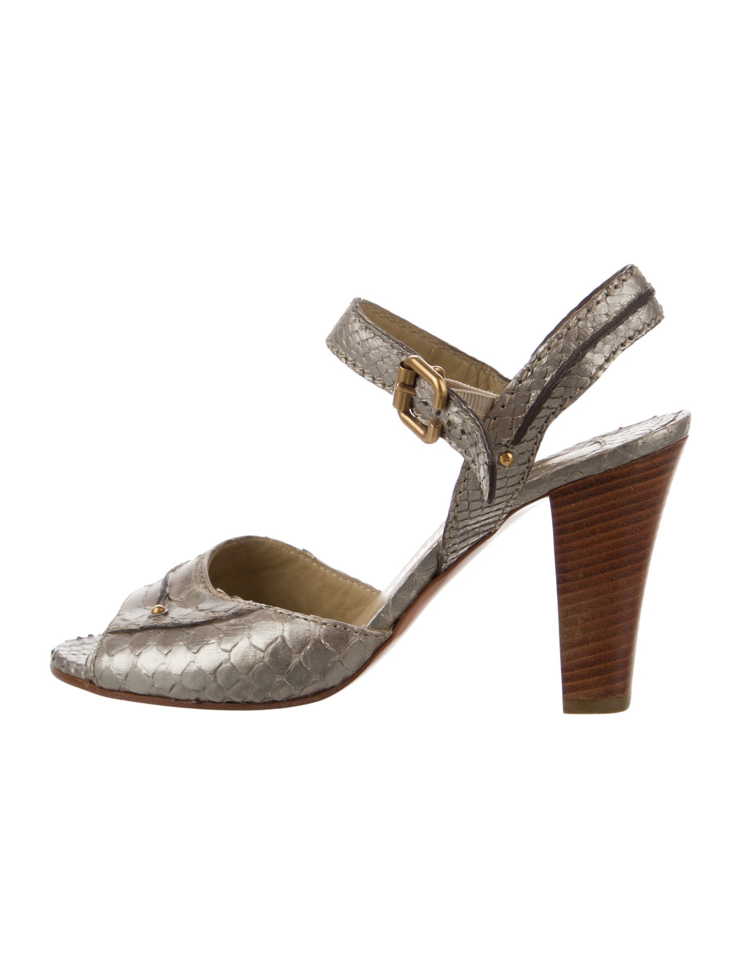 Chloé Snakeskin Slingback Sandals