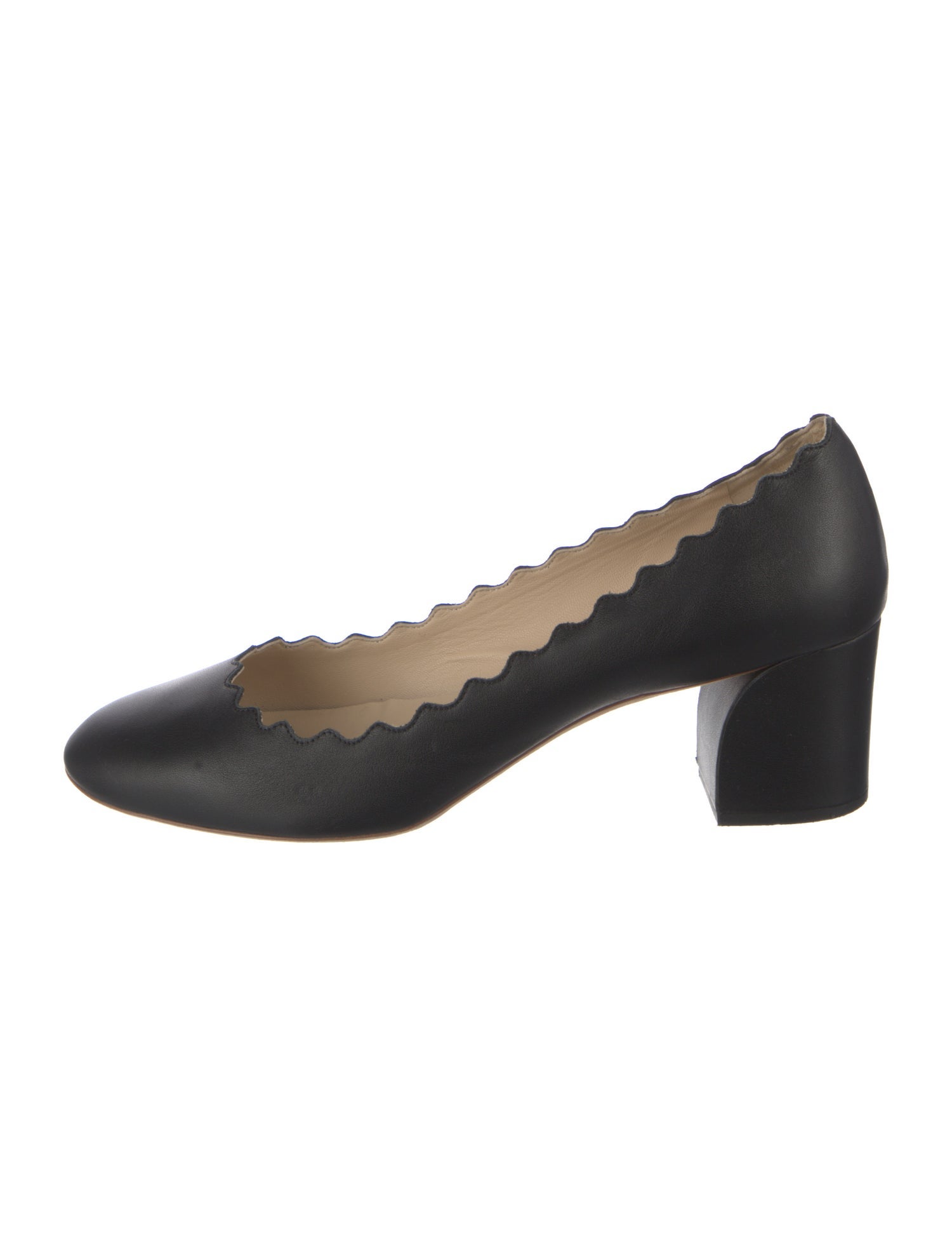 Chloé Leather Scalloped Accent Pumps