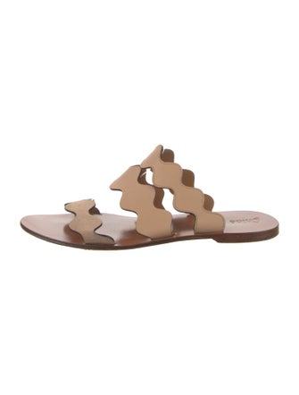 Chloé Leather Scalloped Accent Slides
