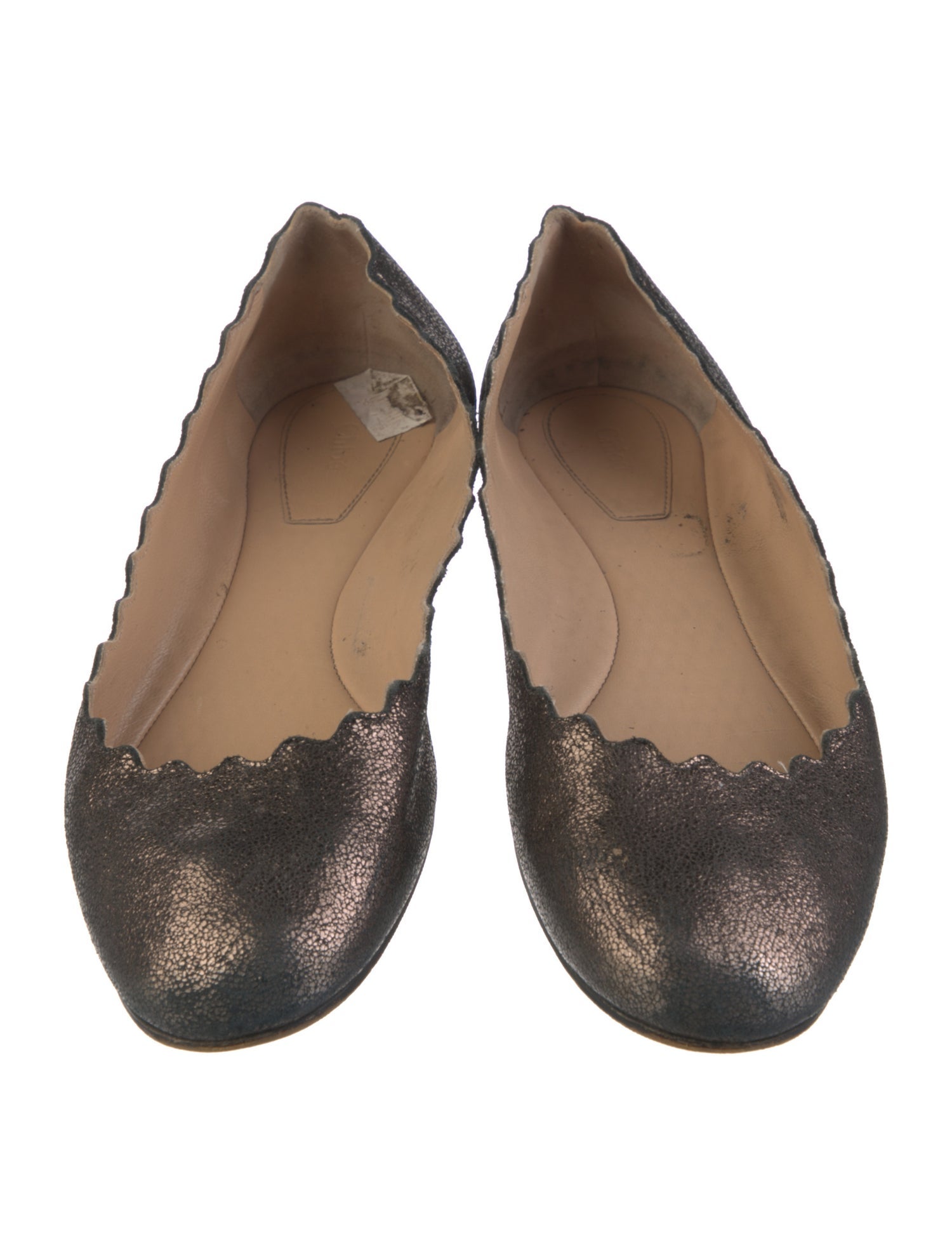 Chloé Leather Scalloped Accent Ballet Flats