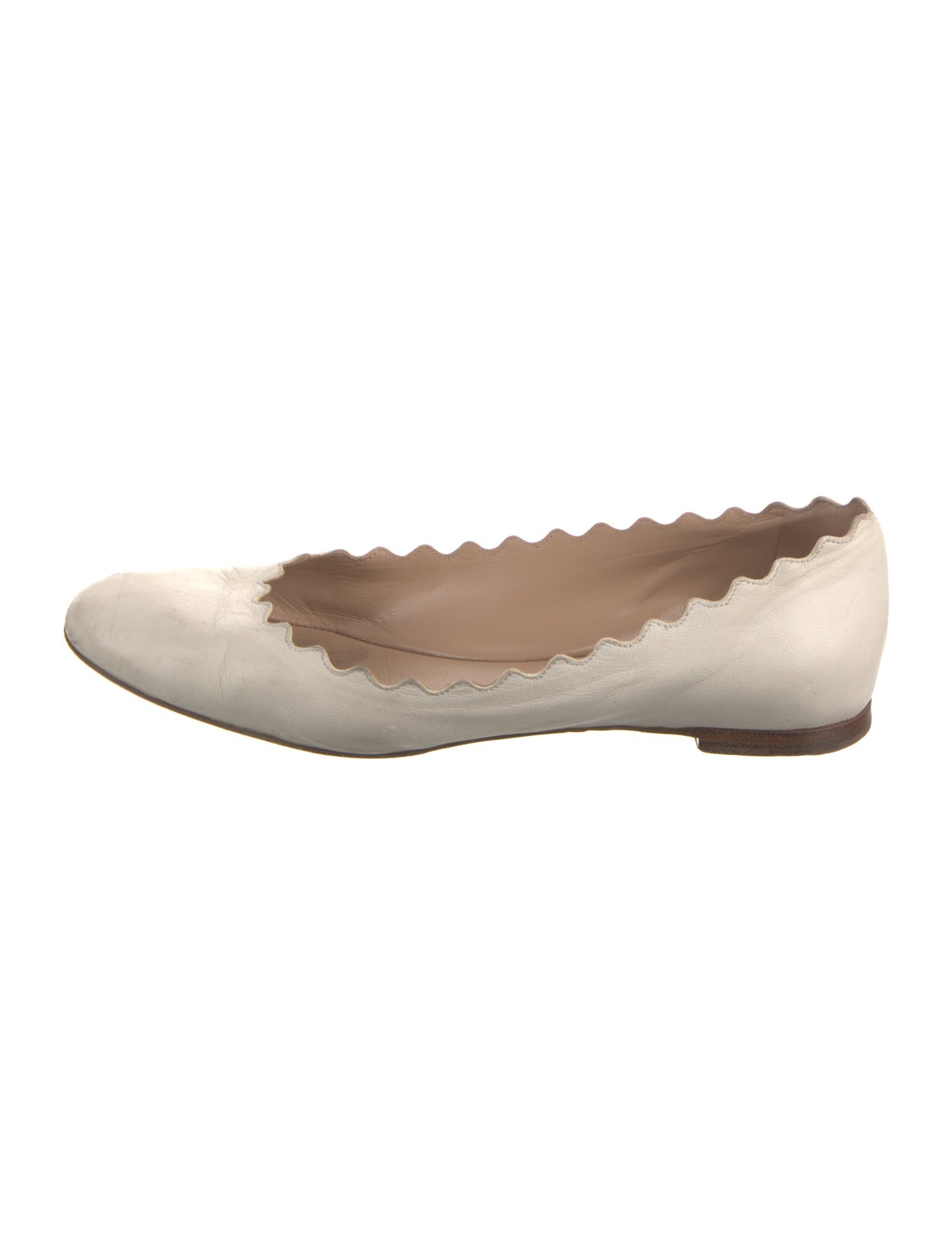 Chloé Leather Scalloped Accent Ballet Flats