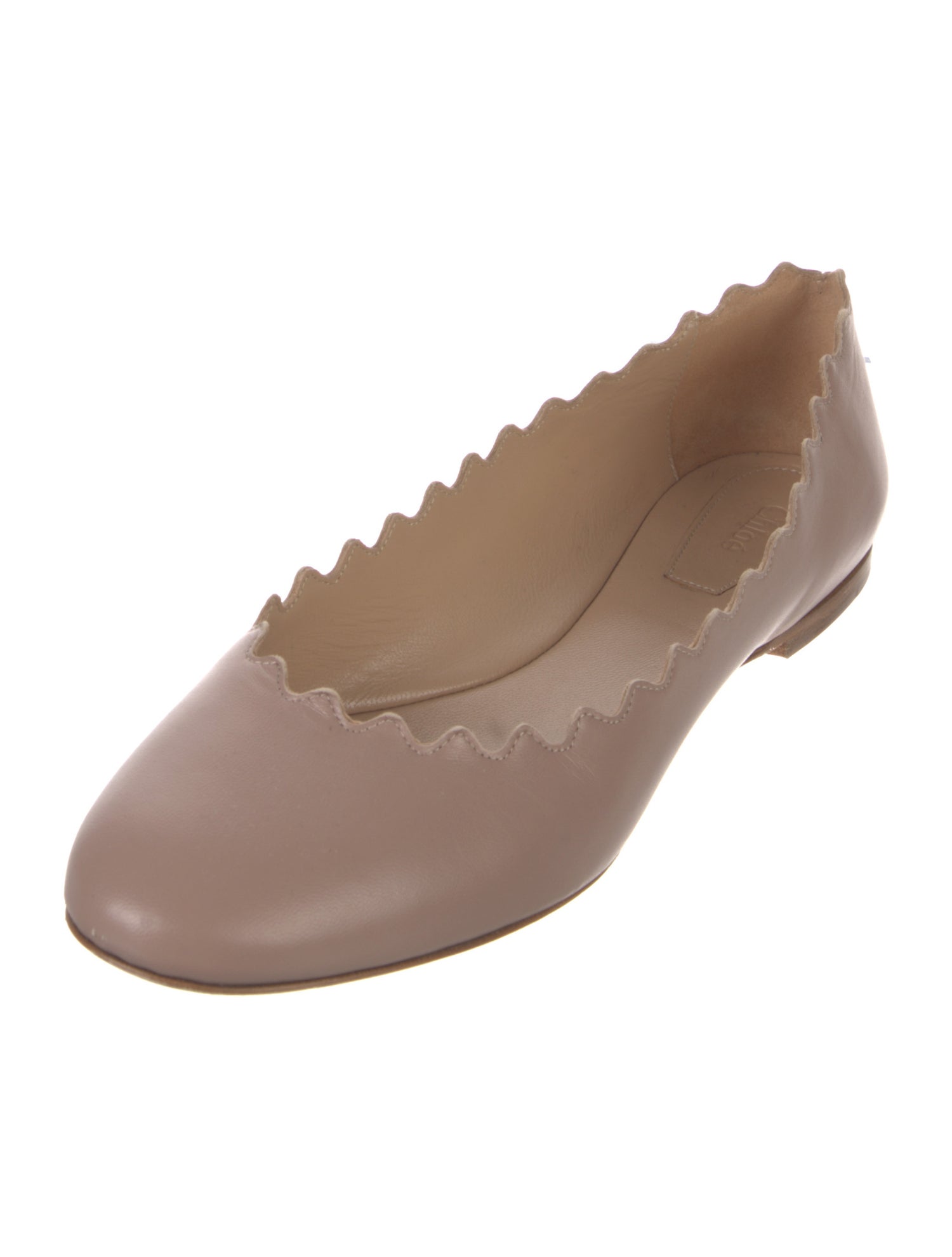 Chloé Leather Scalloped Accent Ballet Flats