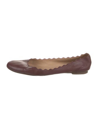 Chloé Leather Scalloped Accent Ballet Flats
