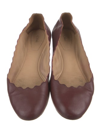 Chloé Leather Scalloped Accent Ballet Flats