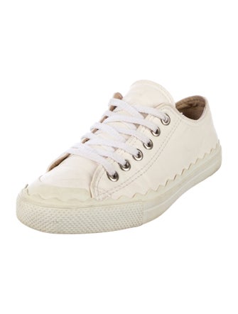 Chloé Leather Scalloped Accent Sneakers