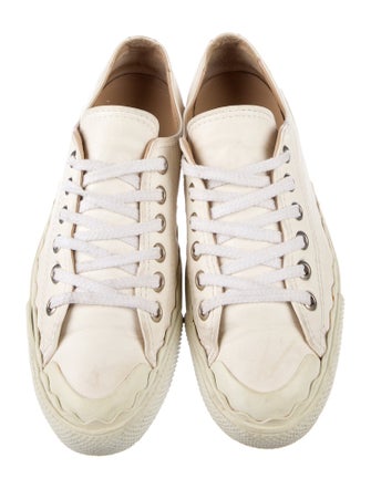 Chloé Leather Scalloped Accent Sneakers