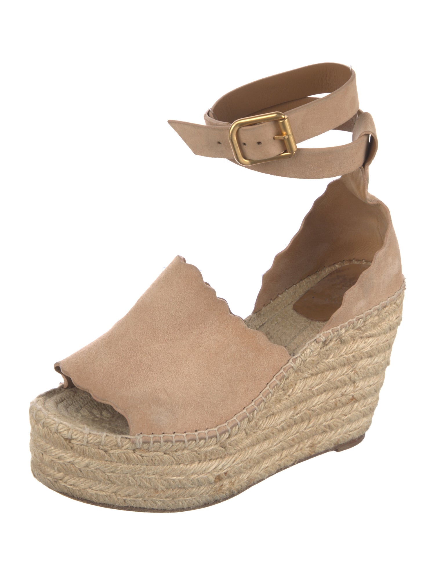 Chloé Suede Scalloped Accent Espadrilles