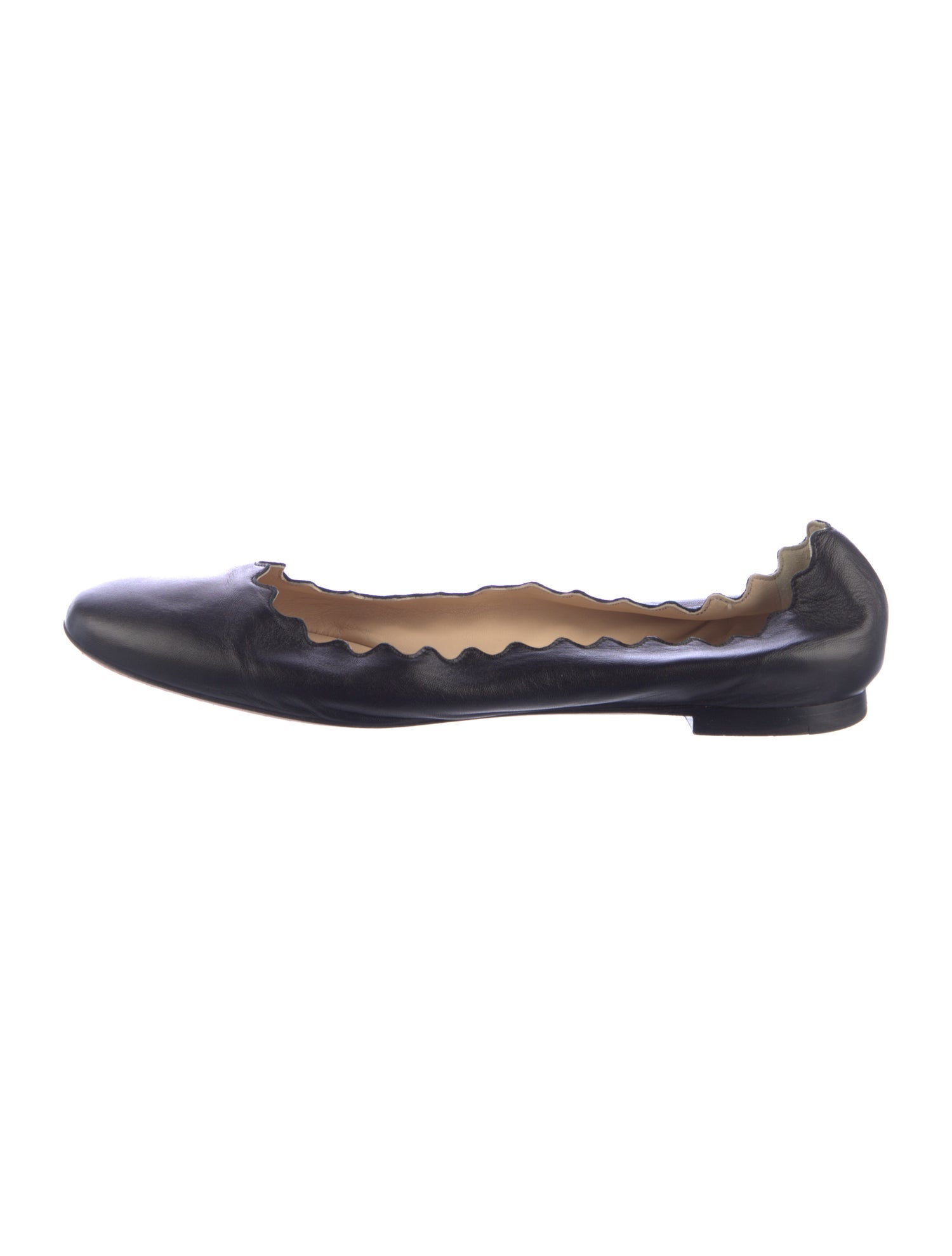 Chloé Leather Scalloped Accent Ballet Flats