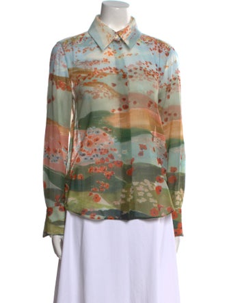 Chloé Virgin Wool Printed Button-Up Top