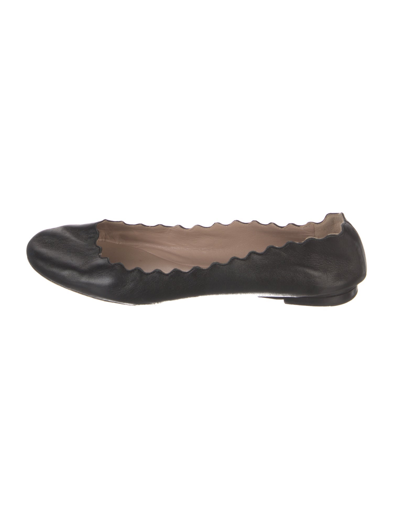 Chloé Leather Scalloped Accent Ballet Flats