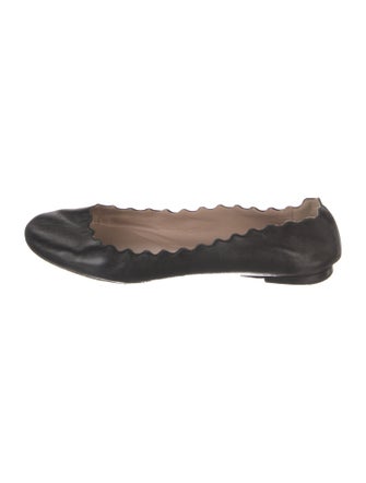 Chloé Leather Scalloped Accent Ballet Flats