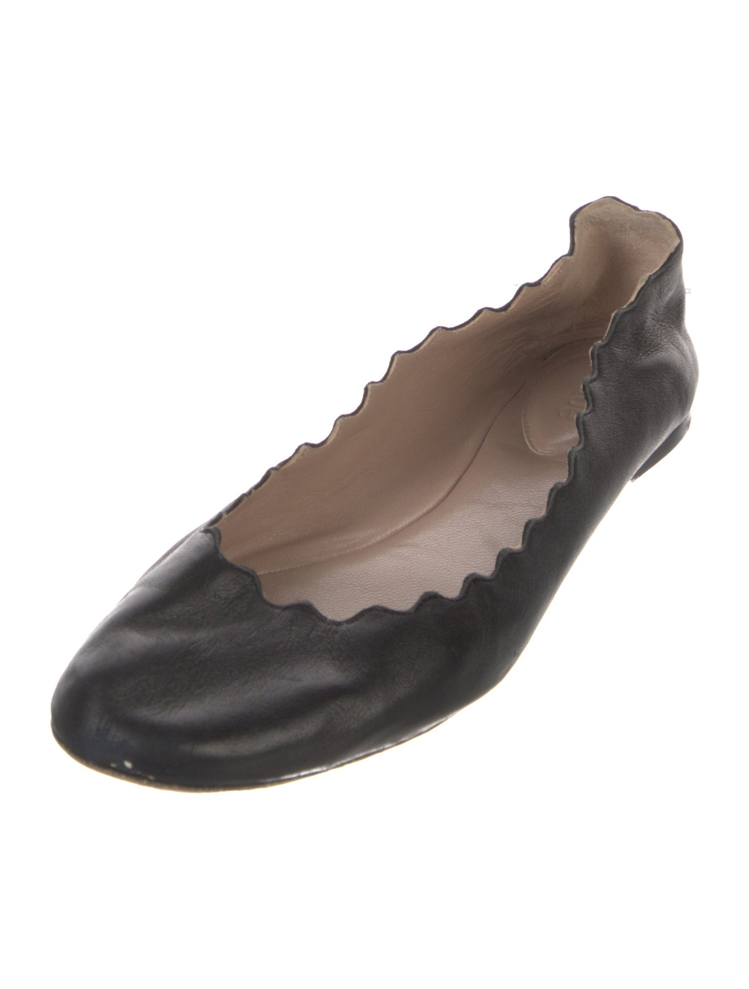 Chloé Leather Scalloped Accent Ballet Flats