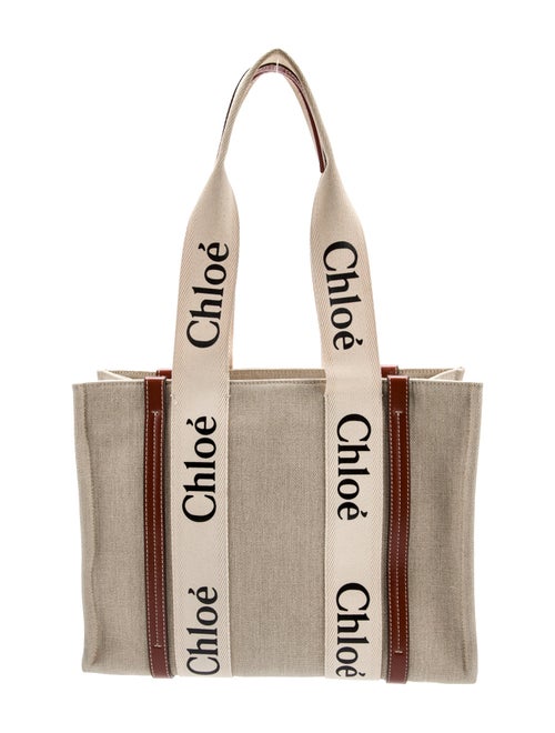 Chloé Canvas Chloe Small Woody tote bag in linen Medium