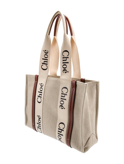 Chloé Canvas Chloe Small Woody tote bag in linen Medium