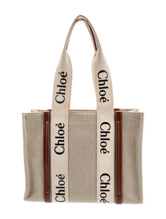 Chloé Canvas Chloe Small Woody tote bag in linen Medium