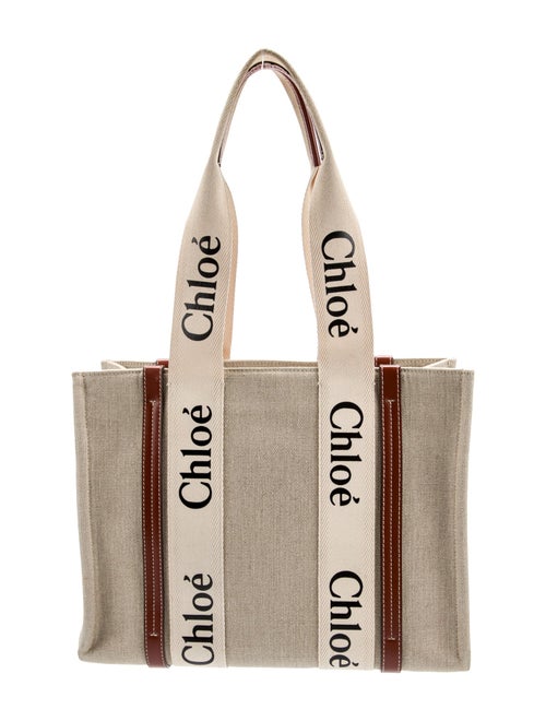 Chloé Canvas Chloe Small Woody tote bag in linen Medium