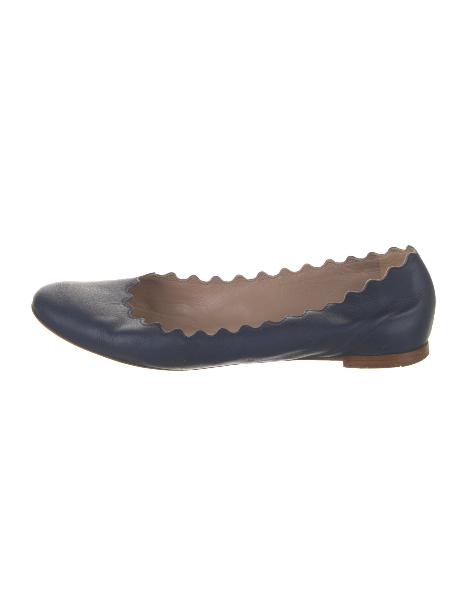 Chloé Leather Scalloped Accent Ballet Flats