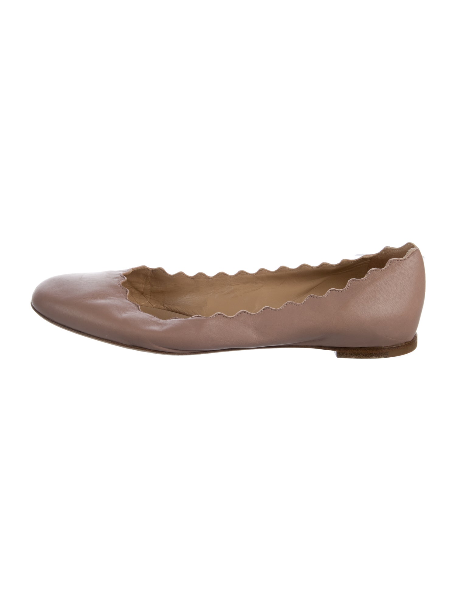 Chloé Leather Scalloped Accent Ballet Flats