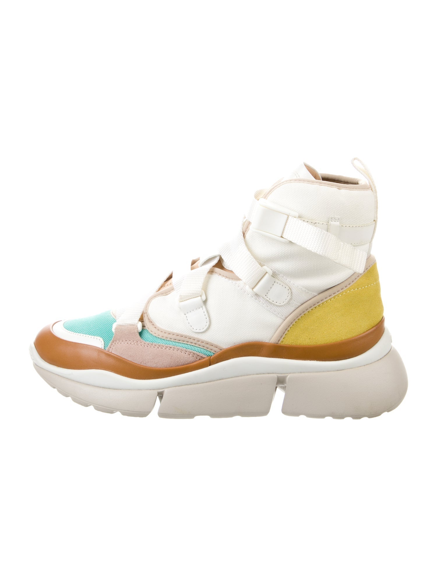 Chloé Canvas Colorblock Pattern Sneakers