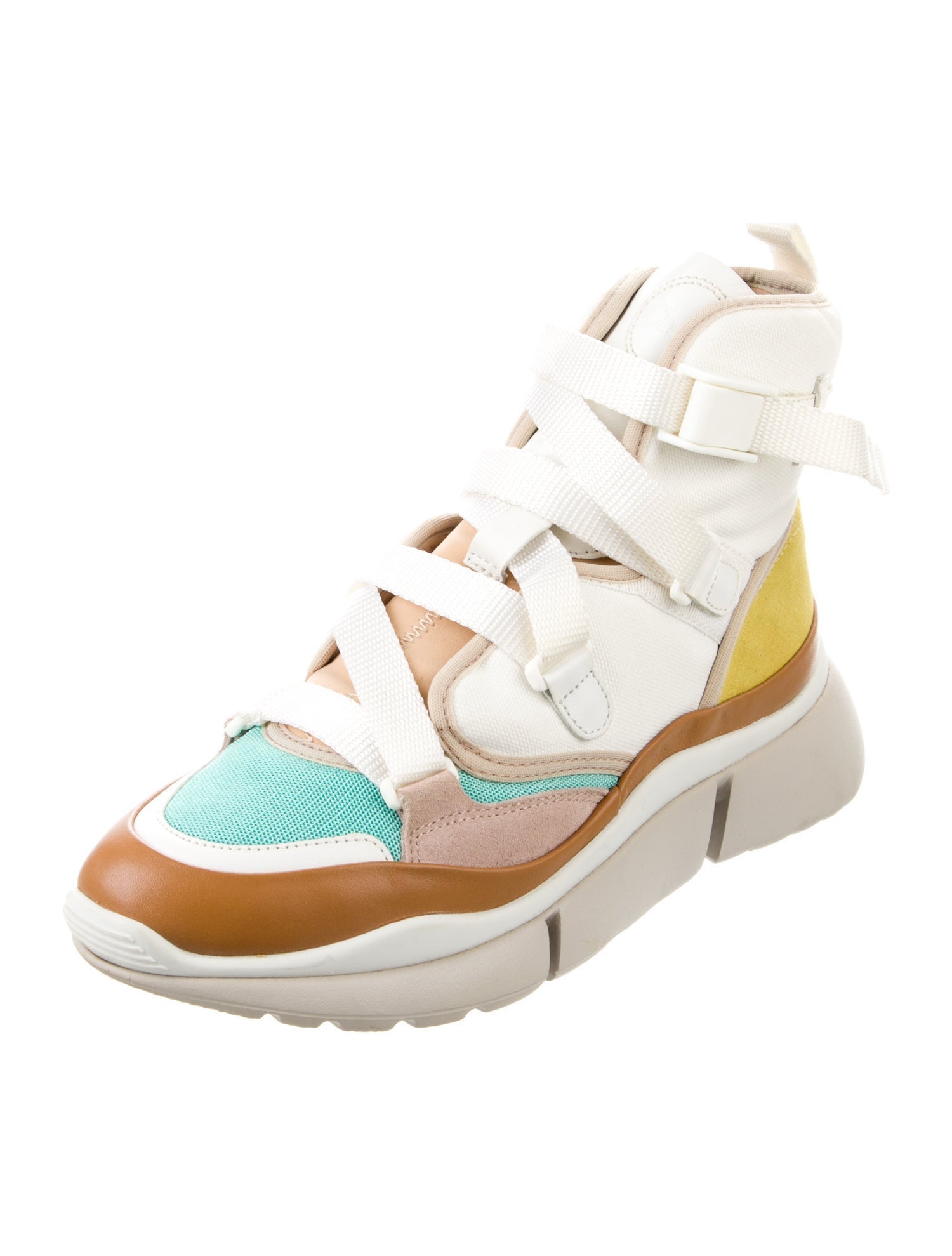 Chloé Canvas Colorblock Pattern Sneakers