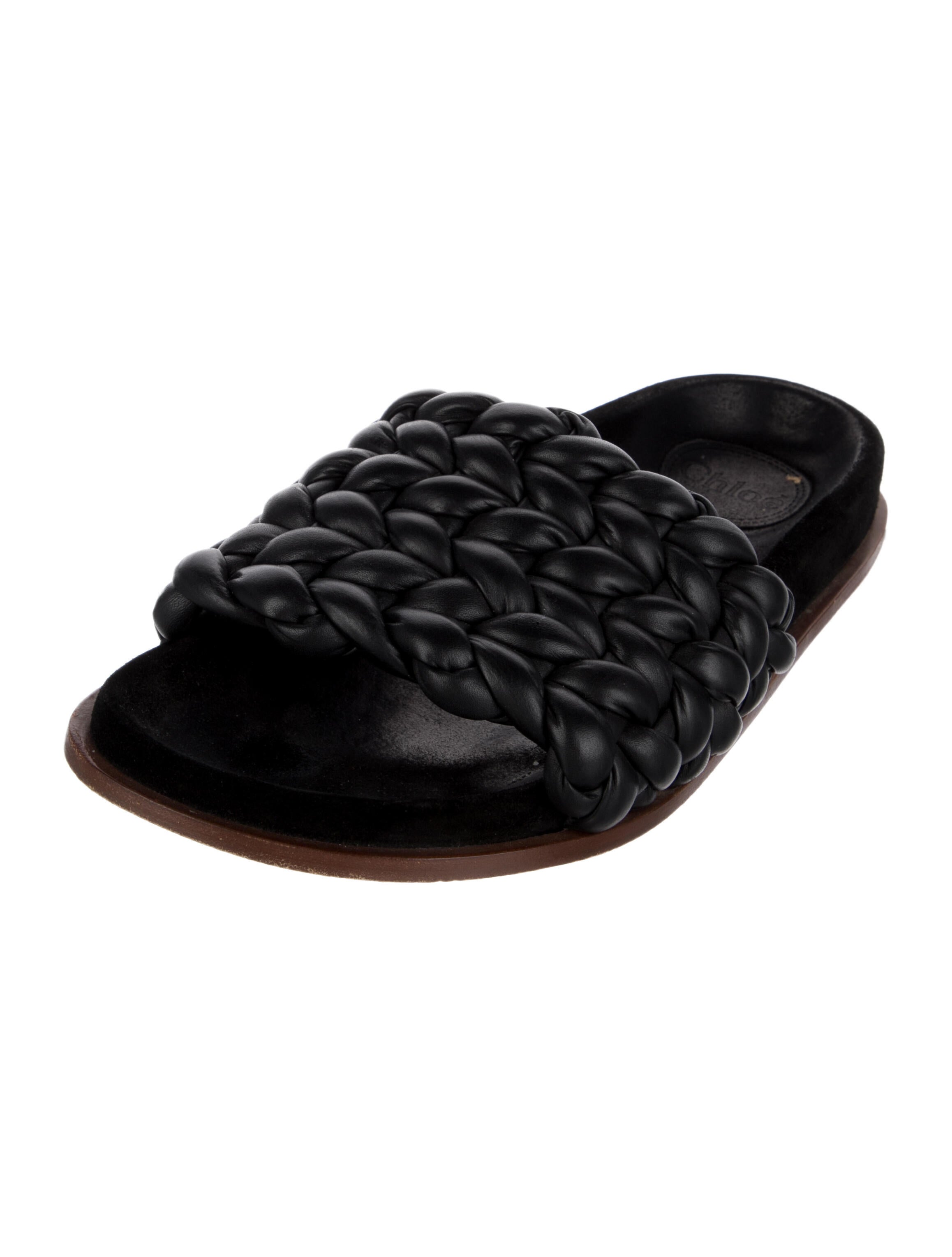 Chloé Leather Braided Accents Slides