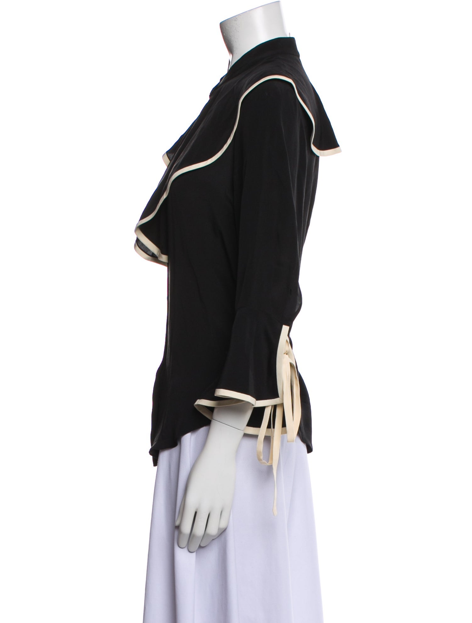 Chloé Silk Mock Neck Button-Up Top