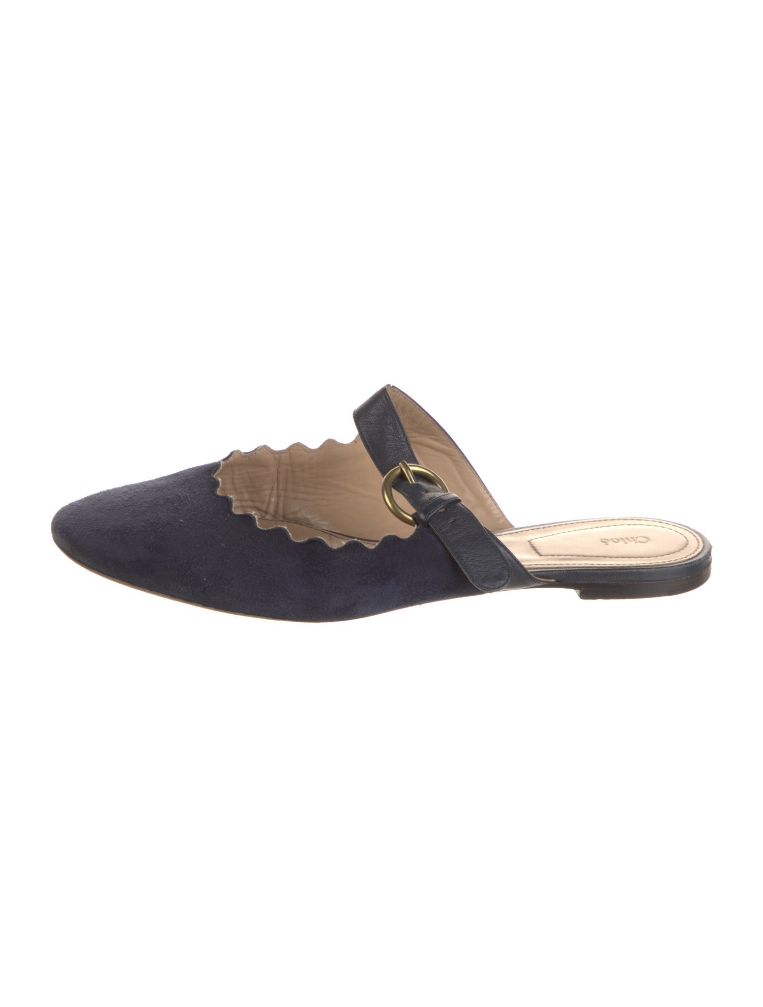 Chloé Suede Scalloped Accent Mules