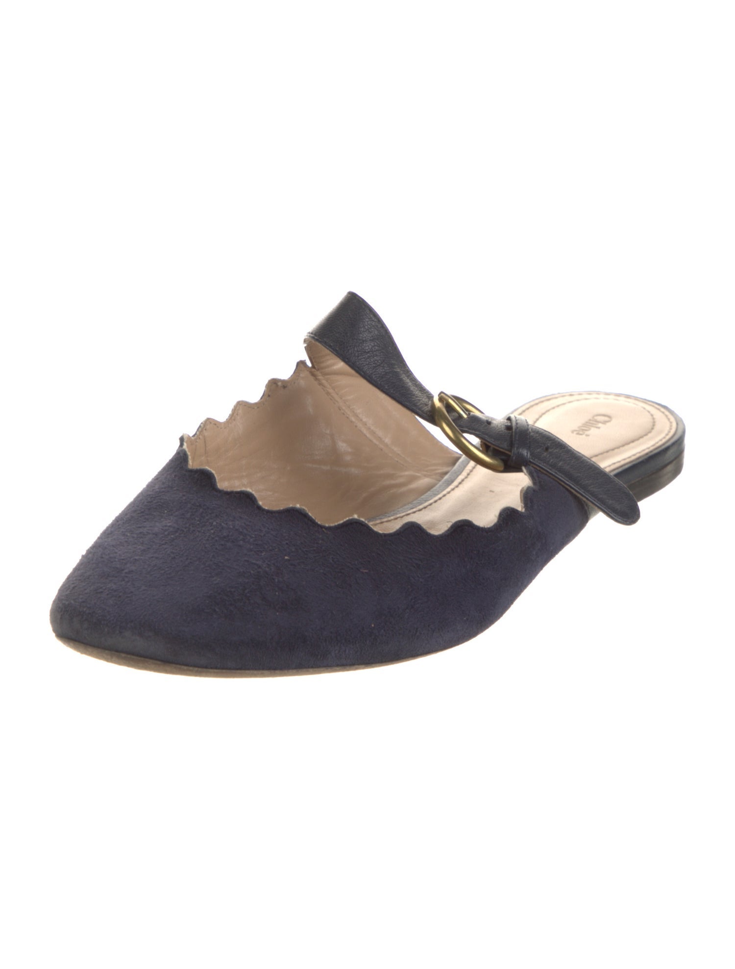 Chloé Suede Scalloped Accent Mules
