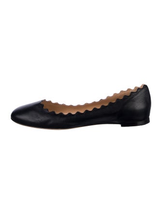 Chloé Leather Scalloped Accent Ballet Flats