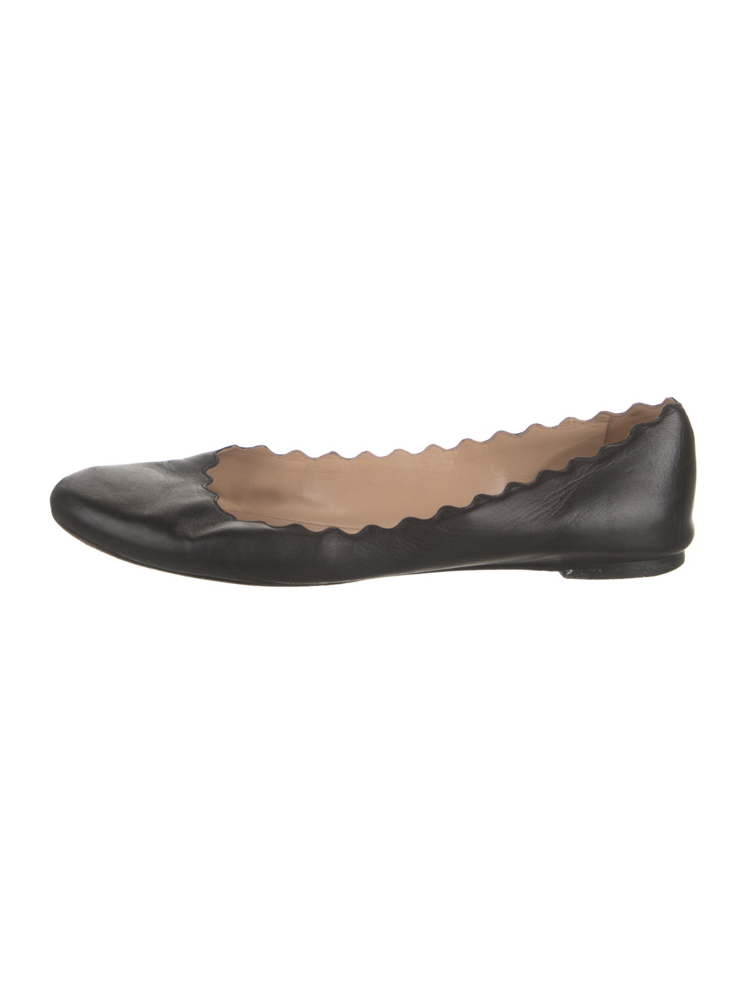 Chloé Leather Scalloped Accent Ballet Flats