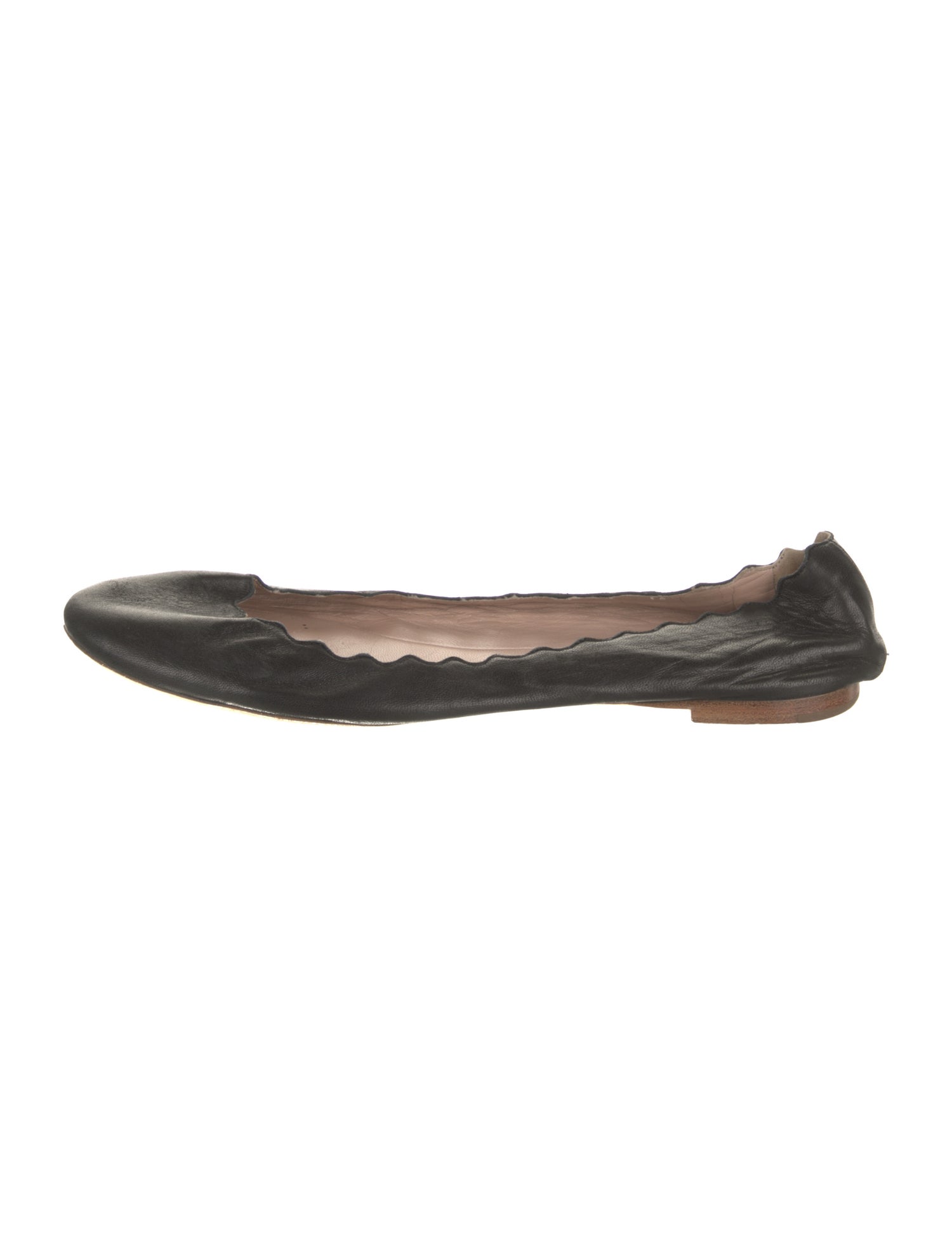 Chloé Leather Scalloped Accent Ballet Flats
