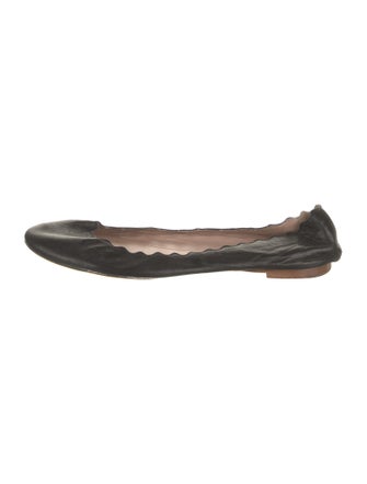 Chloé Leather Scalloped Accent Ballet Flats