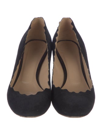 Chloé Suede Scalloped Accent Pumps