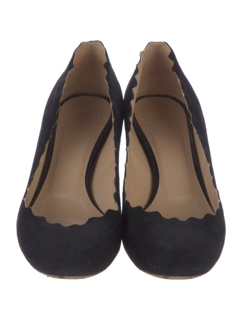 Chloé Suede Scalloped Accent Pumps