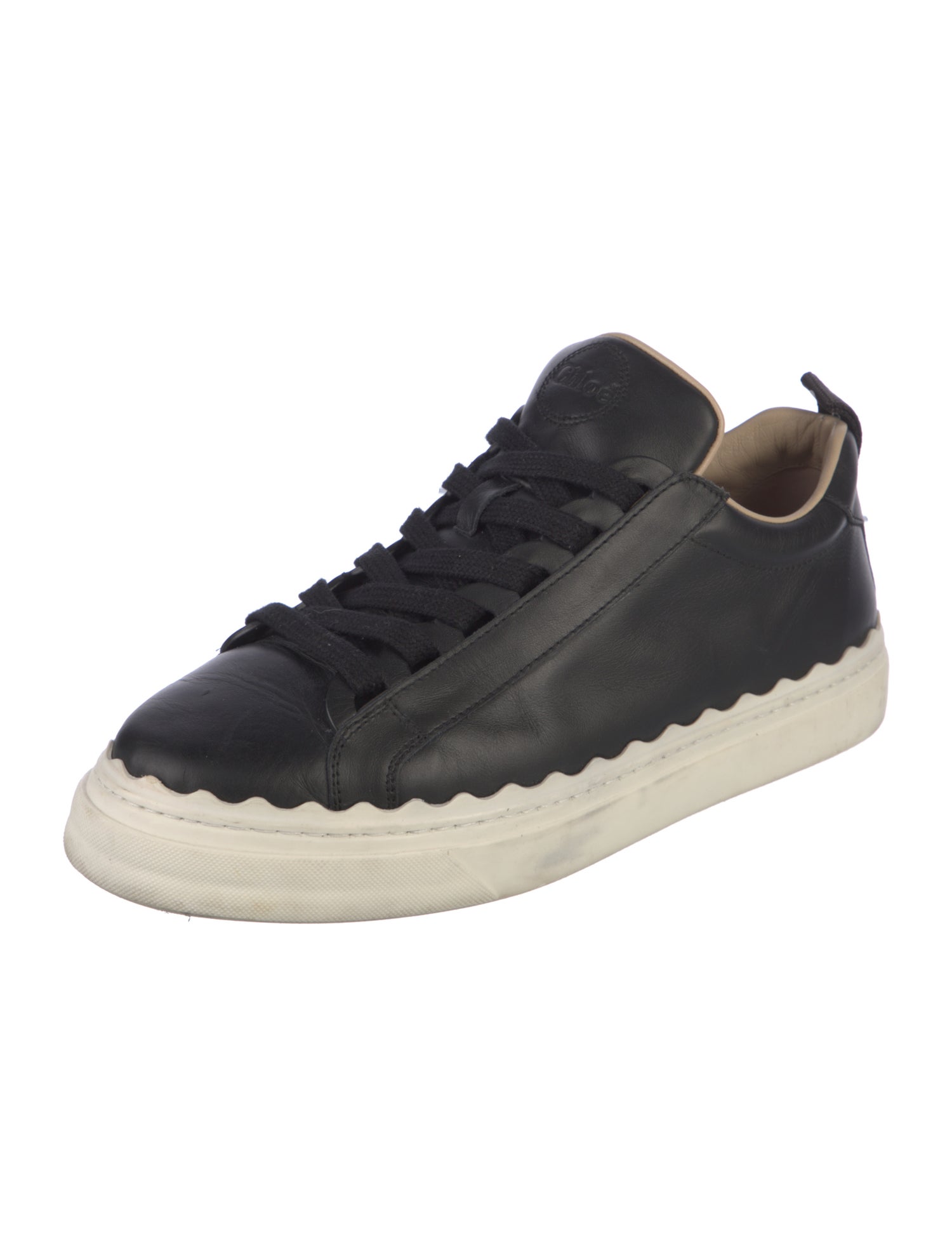 Chloé Leather Scalloped Accent Sneakers