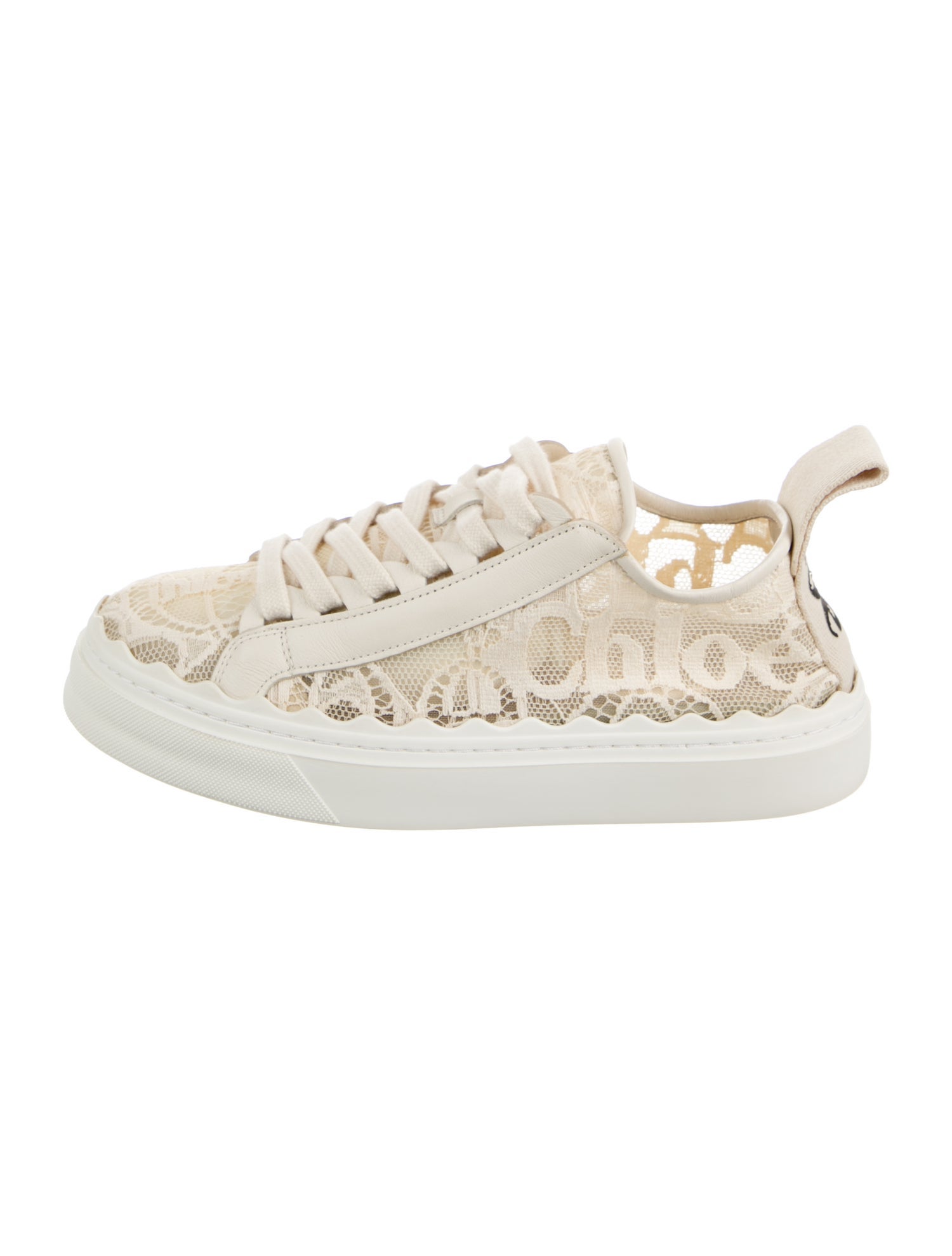 Chloé Lace Scalloped Accent Sneakers
