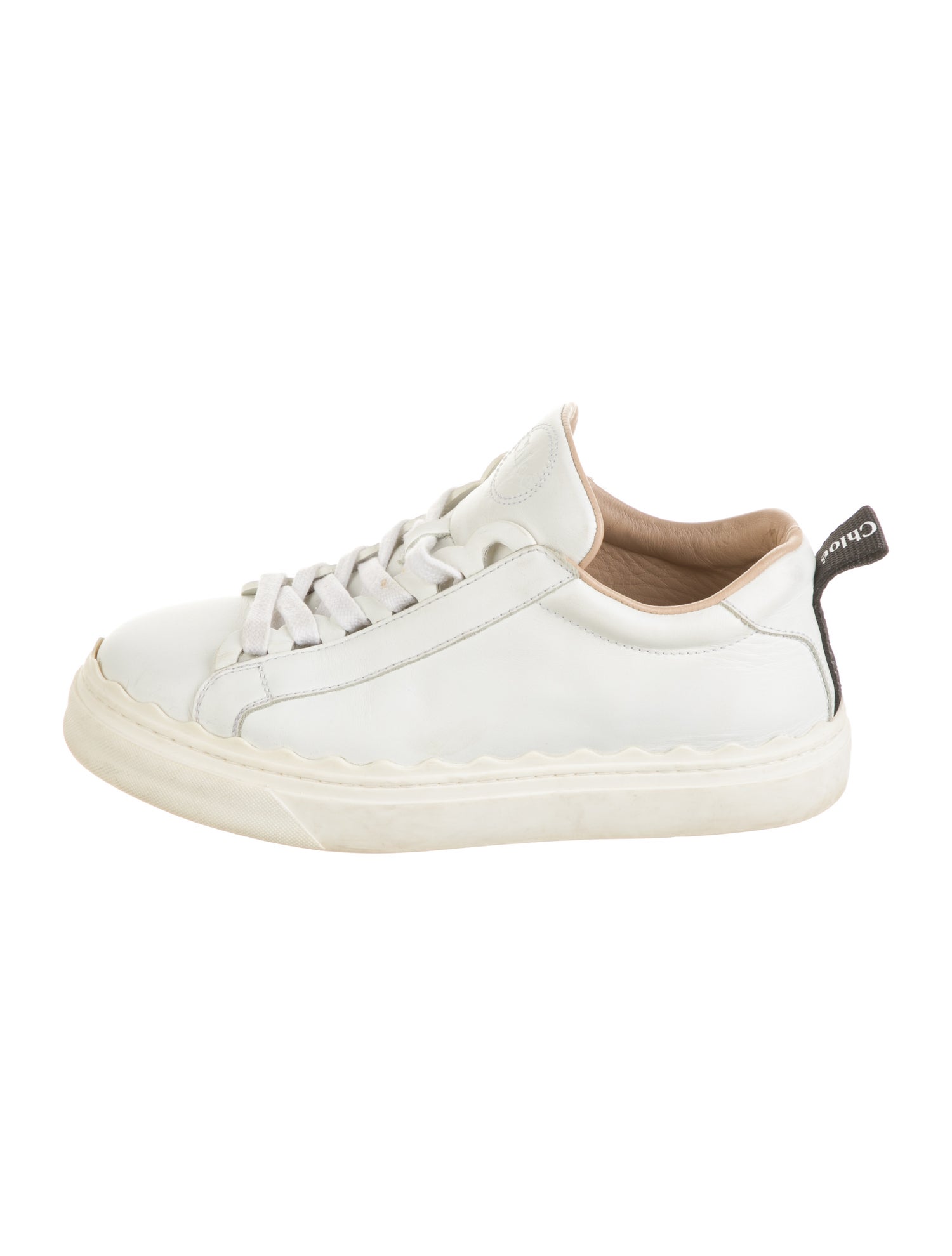 Chloé Leather Scalloped Accent Sneakers