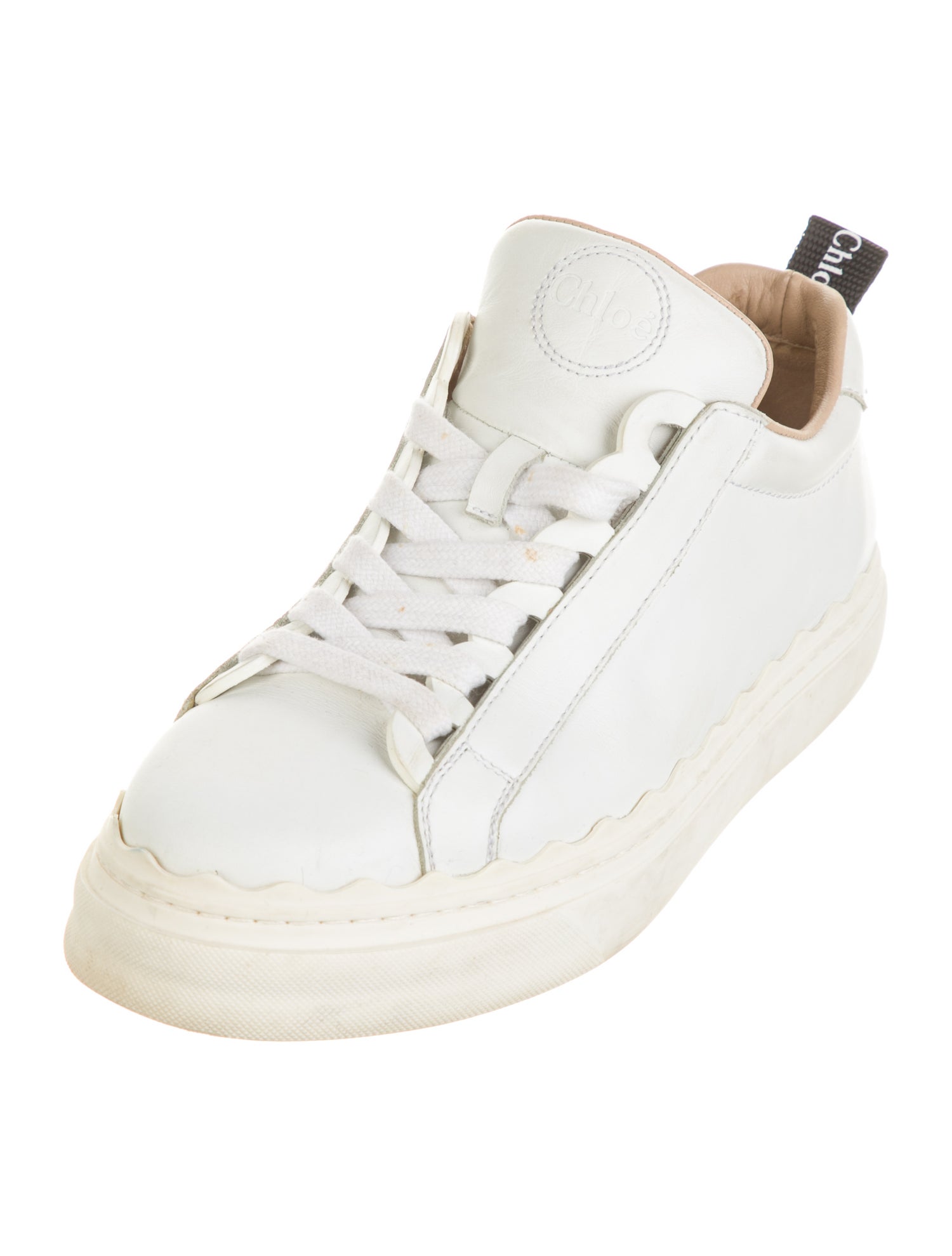 Chloé Leather Scalloped Accent Sneakers